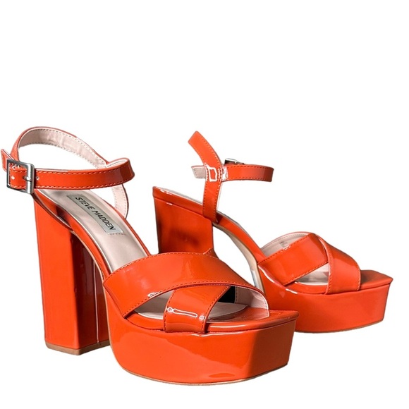 Steve Madden | Shea Faux Leather Sandals Cognac Size 7 - Picture 1 of 16